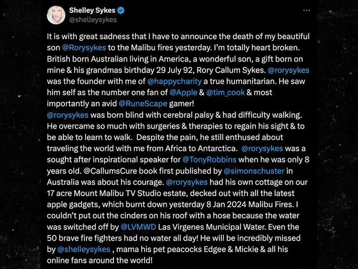 Former Child Actor Rory Callum Sykes Among Victims of Devastating Los Angeles Wildfires 1 image