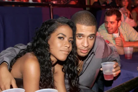 Aaliyah with her Brother at the MTV 20th Anniversary party