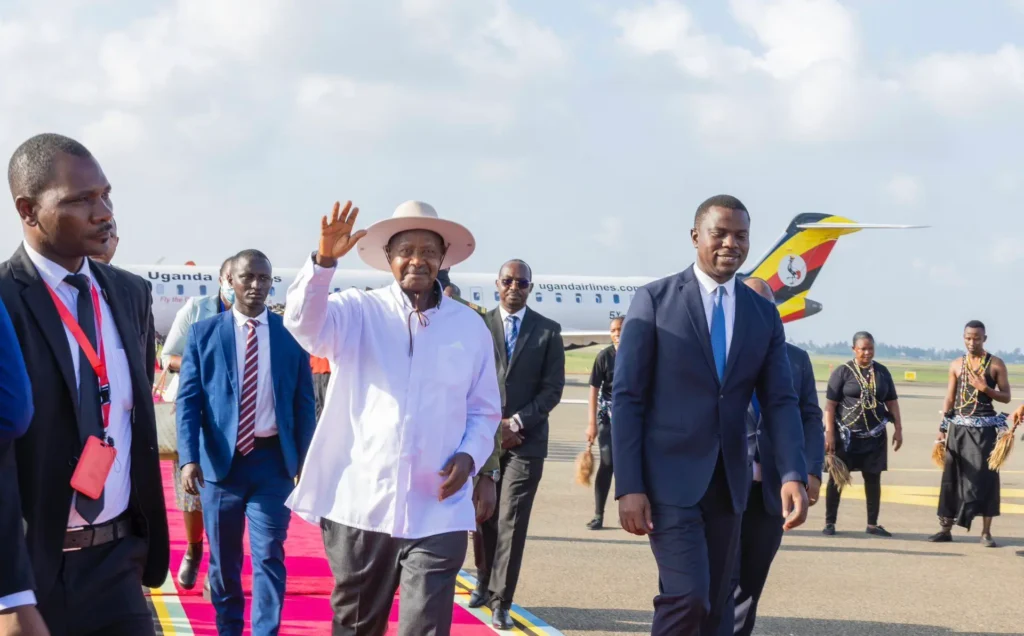 President Yoweri Yoweri Museveni arriving in Tanzania for the summit