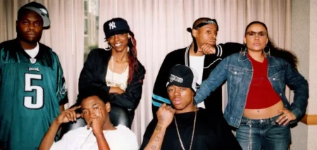 Singers and rappers Freddy P. Freddrick Watson and Chopper Kevin Barnes front Ness Lloyd Mathis Babs Lynese Wiley Dylan Dylan John and Sara Stokes of Da Band poses for photos