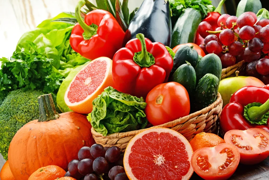 Variety fruits vegetables