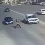 speeding car hit pedestrian crash video russia