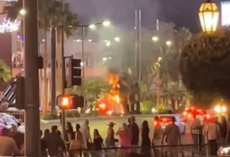 Explosion on Vegas Strip! Fireworks Set Palm Trees Ablaze Near Aria