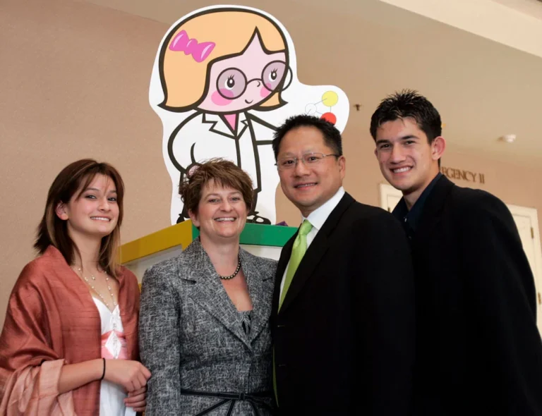 Jensun with his family, Madison, Lori, and Spencer in 2007