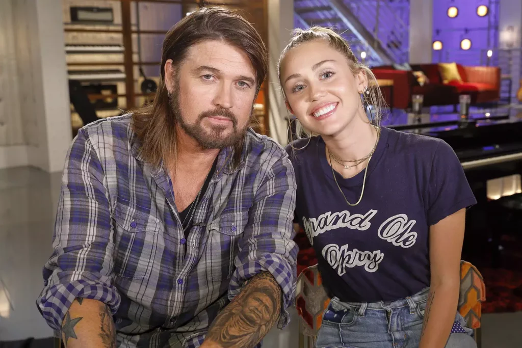 Billy Ray Cyrus (left) and Miley Cyrus (right)