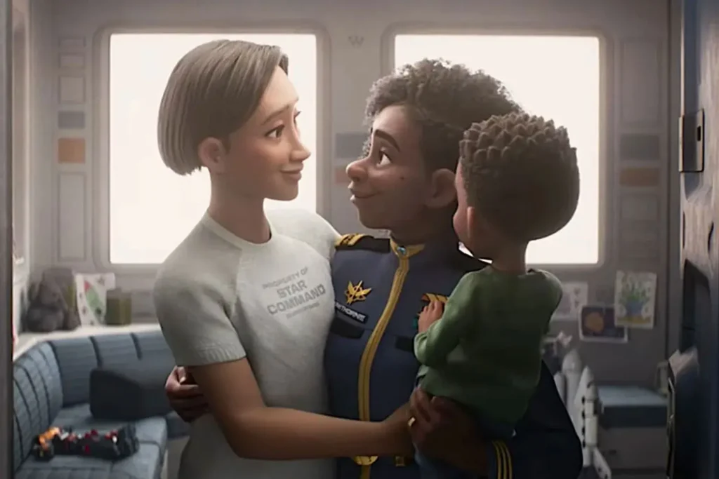 In the movie, Uzo Aduba’s character, Alisha Hawthorne, and her wife share a smooch, marking the first time a gay kiss was depicted in a Pixar animated feature film