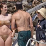 Julianne Moore, Bart Freundlich and their daughter Liv on the Tuscan coast of Grosseto, Italy on July