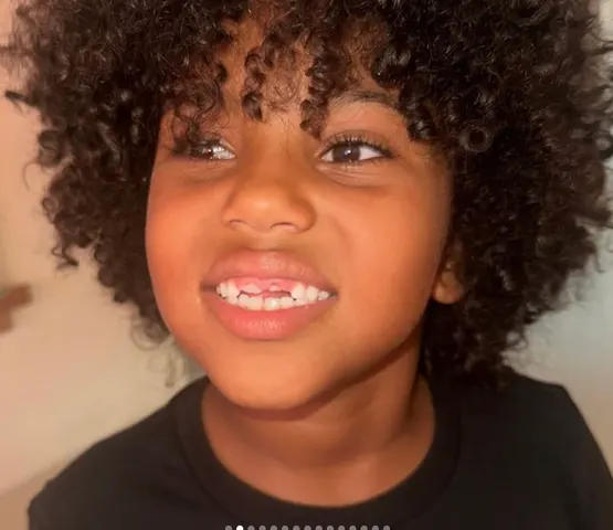 Kim Kardashians son shows off new teeth