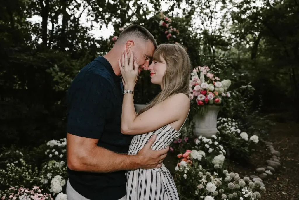 The NFL star popped the question to his girlfriend in his backyard surrounded by flowers
