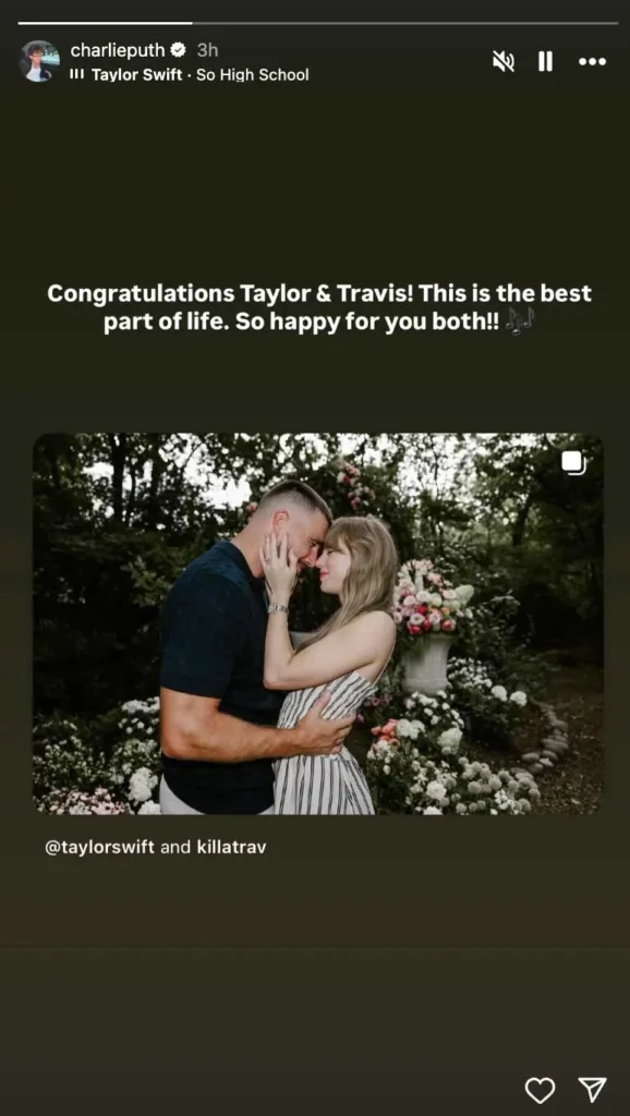 Travis Kelce and Taylor Swift engaged Charlie Puth reacts