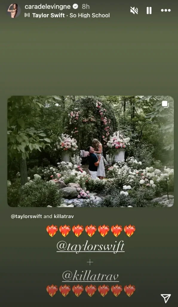 cara delevingne taylor swift engagement reaction