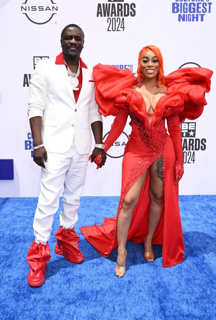 Akon’s Wife Tomeka Thiam Files for Divorce After 29 Years 5 Akon and Tomeka Thiam at the 2024 BET Awards