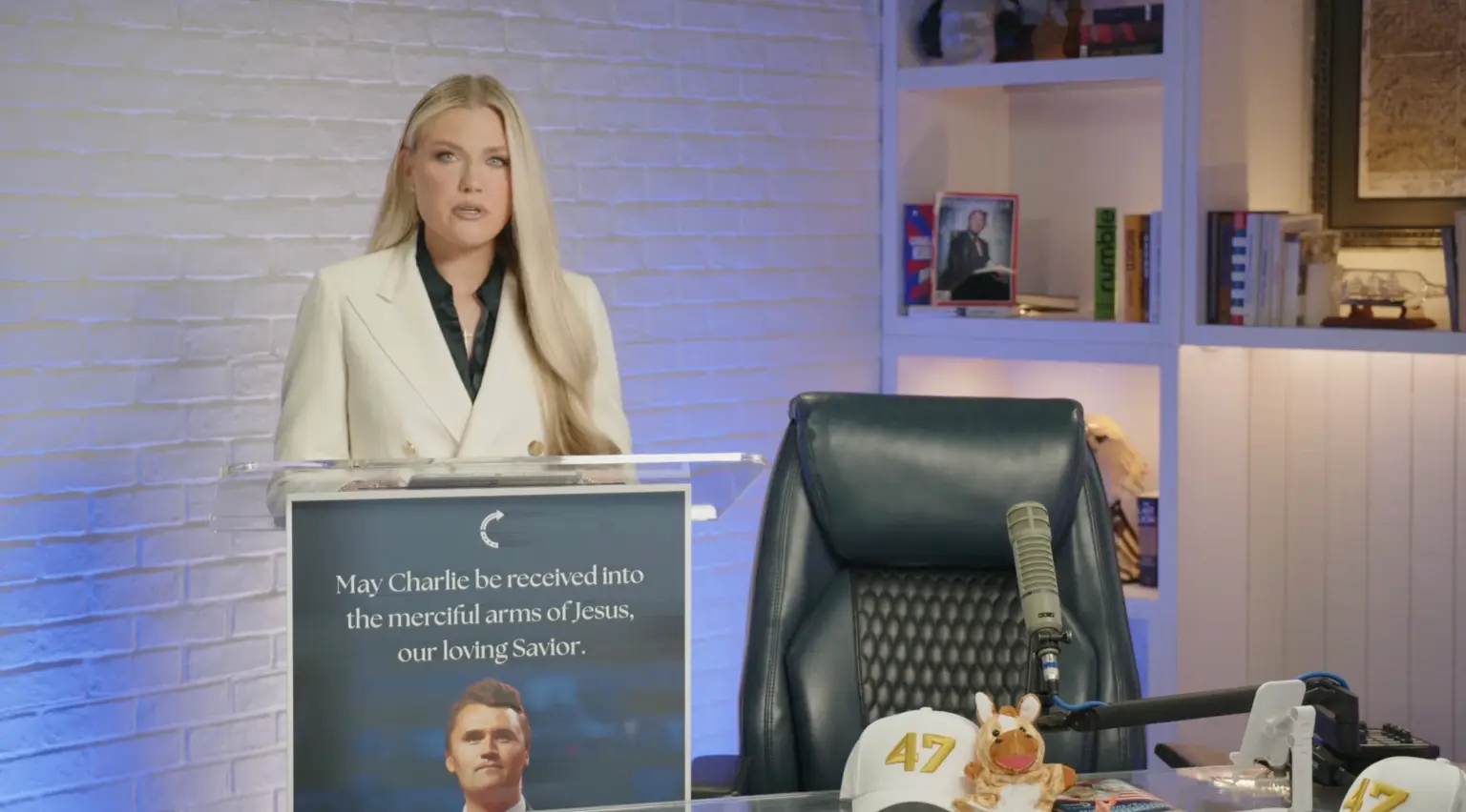 Erika Kirk revealed she wears her husband Charlies blood stained pendant that he had on when he was fatally shot