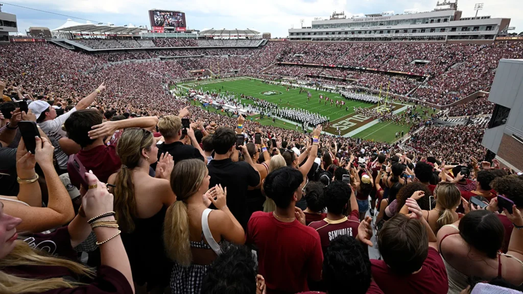 FSU Freshman Linebacker Ethan Pritchard Critically Shot in Florida 2 Florida State players run onto the field before the start of the Alabama game