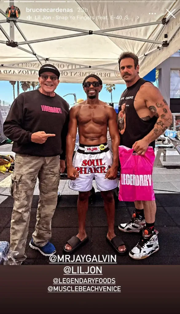 Lil Jon Stuns Fans, Wins Medal in Bodybuilding Debut at 54 2 Lil Jon with his trainer at the Muscle Beach competition