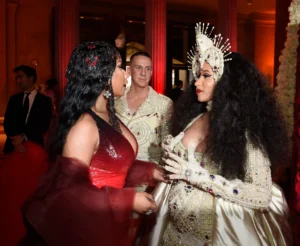 Nicki Minaj, Designer Jeremy Scott, and Cardi B attend the Heavenly Bodies