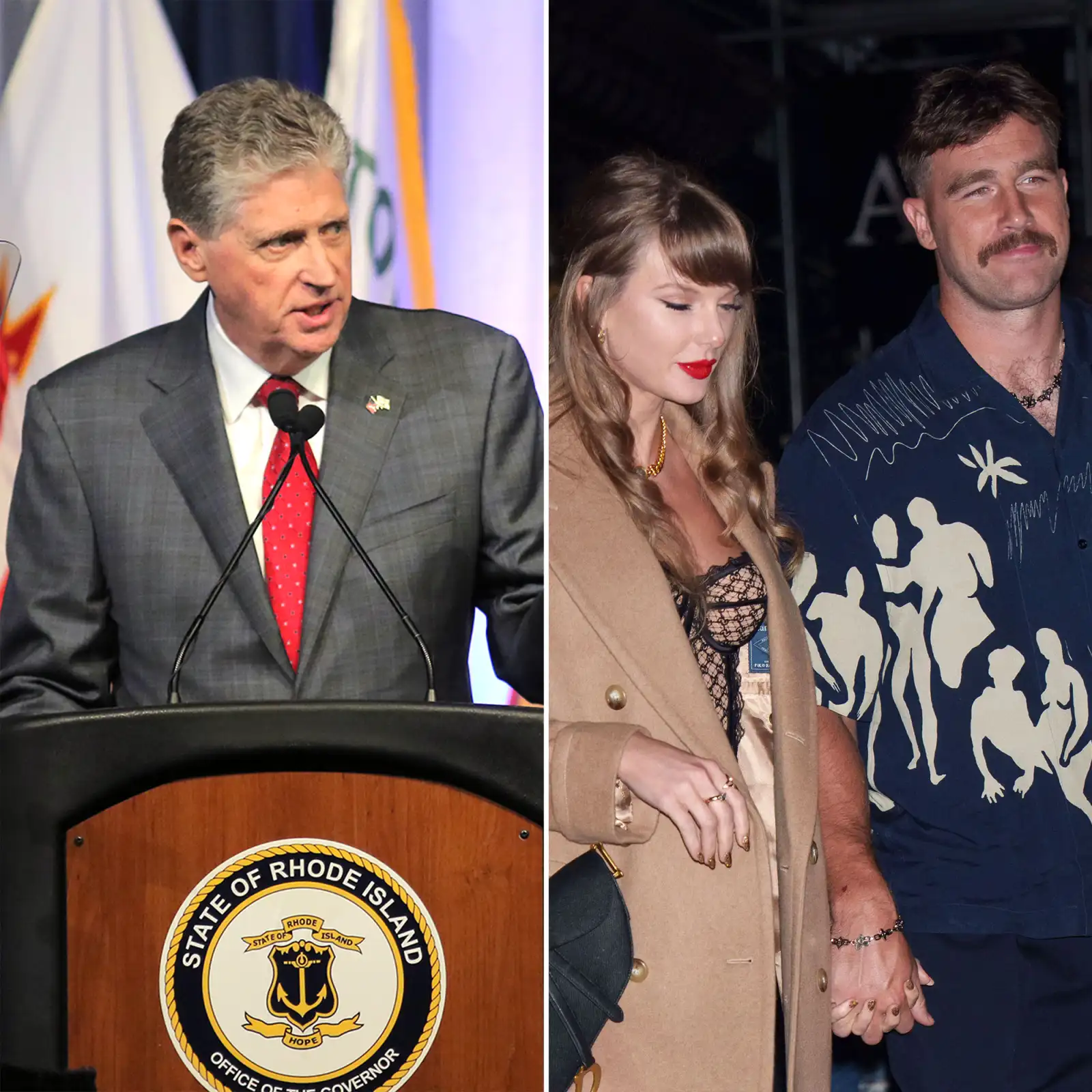 Rhode Island Governor Dan McKee, Taylor Swift and Travis Kelce.