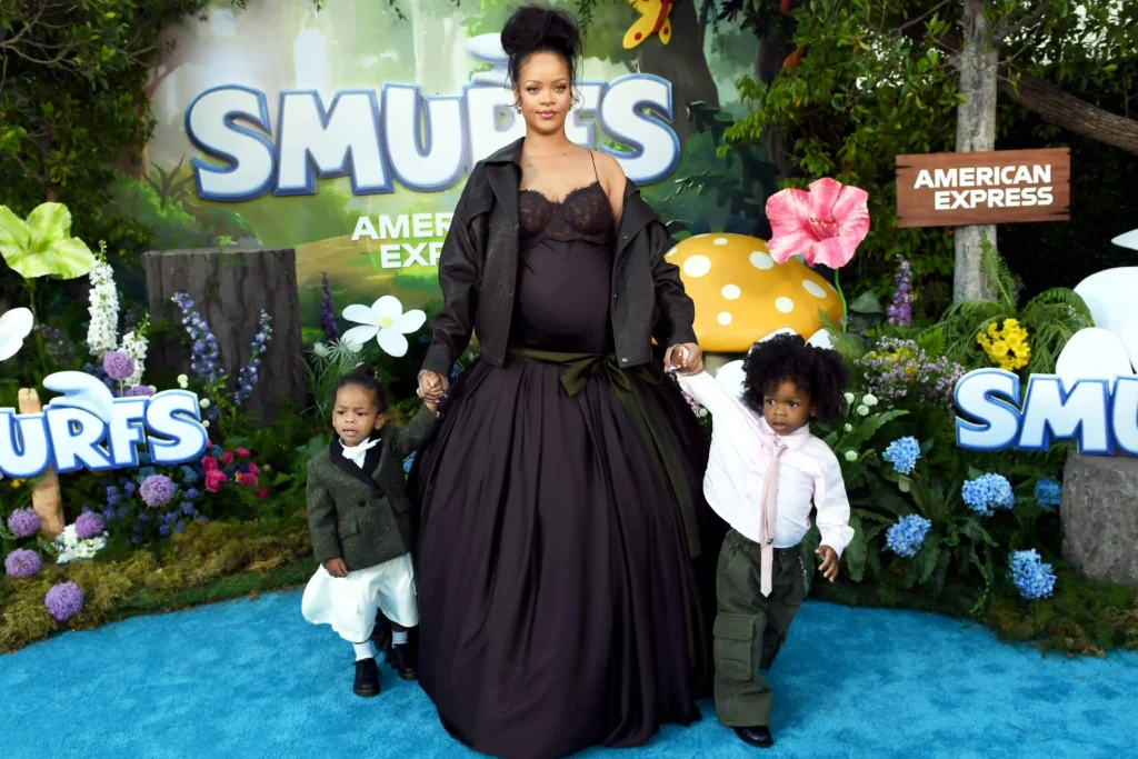 Rihanna with her sons Riot and RZA