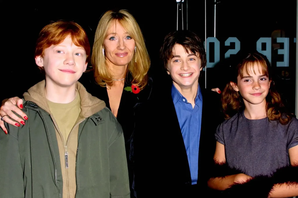 Rupert Grint, JK Rowling, Daniel Radcliffe and Emma Watson