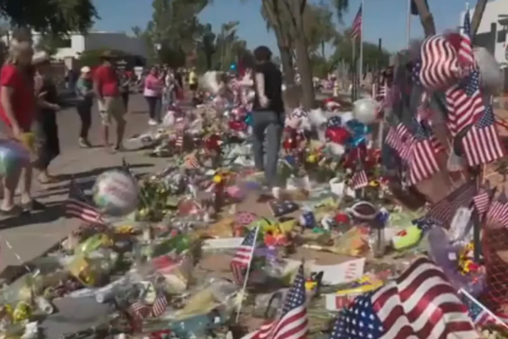 Ryder Corral, 19, trampling over a memorial for Charlie Kirk outside of Turning Point USA headquarters in Phoenix
