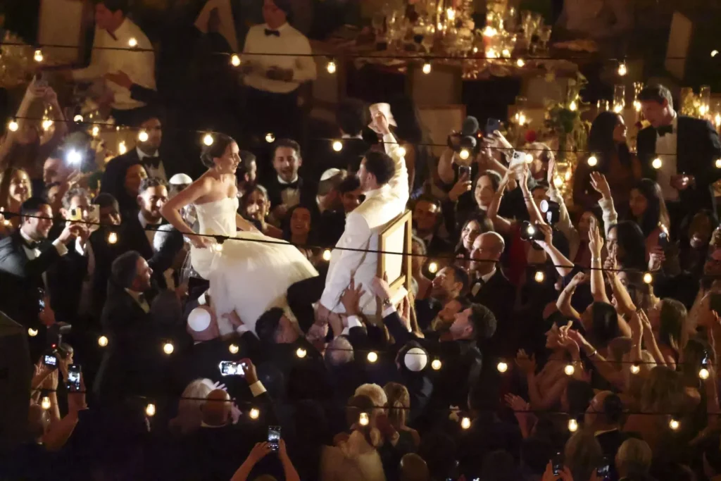 The couple participated in the hora, a custom in Jewish weddings