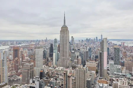 A view out the window of One Bryant Park as Invesco QQQ presents an Evening with Martha Stewart during the Food Network New York City Wine & Food Festival at One Bryant Park