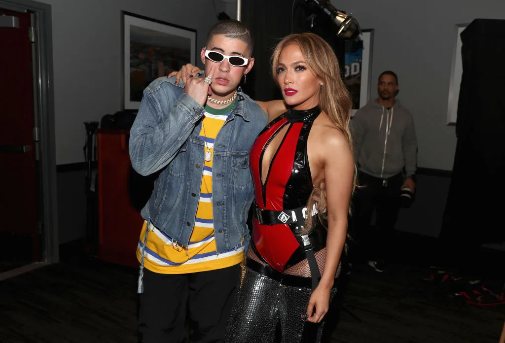 Bad Bunny and Jennifer Lopez attend Calibash Los Angeles 2018