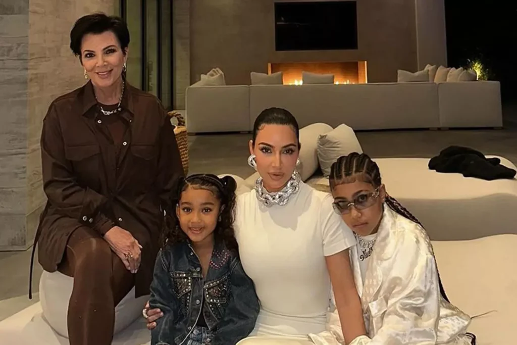 Kim Kardashian with her kids and Kris Jenner