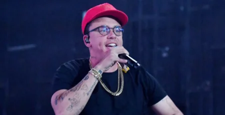 Logic performs onstage during “Vinyl Verse Summer” tour at Cellairis Amphitheatre