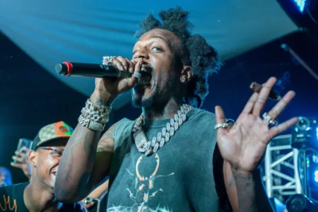 Sauce Walka performs on stage during the Lil Keke “Can’t Rain Forever” album release party at Bar 5015