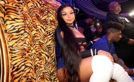 Chrisean Rock and Blueface attend Daniels Leather Fashion Show at Blue Moon