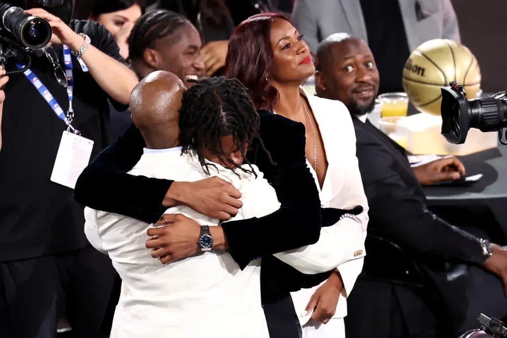 Jaden Ivey hugs family after being drafted 5th overall by the Pistons during the 2022 NBA Draft