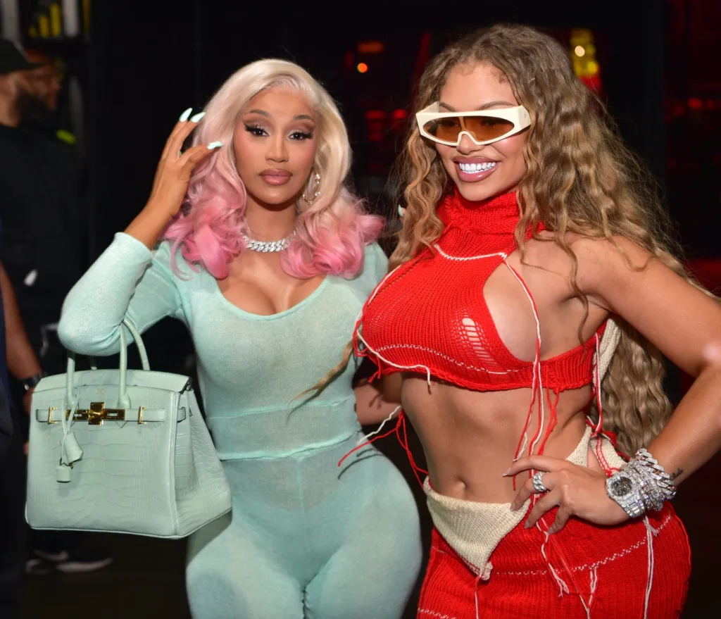 Cardi B and Latto backstage