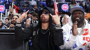 Eminem & 50 Cent link up at the Pistons vs. Cavs game