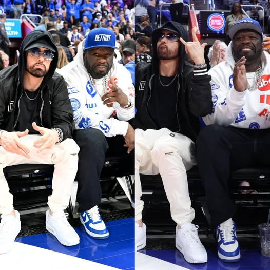 Eminem & 50 Cent link up at the Pistons vs. Cavs game