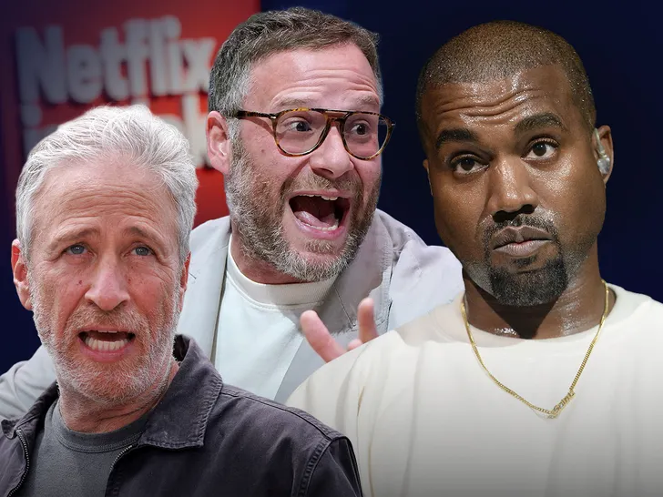 Seth Rogen and Jon Stewart Blast Kanye Onstage 1 Seth Rogen and Jon Stewart Kanye West