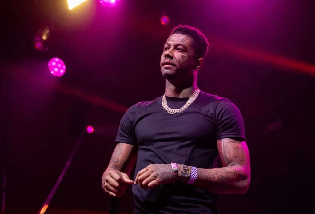 Blueface performs during the 2026 Coachella Valley Music and Arts Festival Weekend 2 Day 2 on April 18, 2026 in Indio, California.