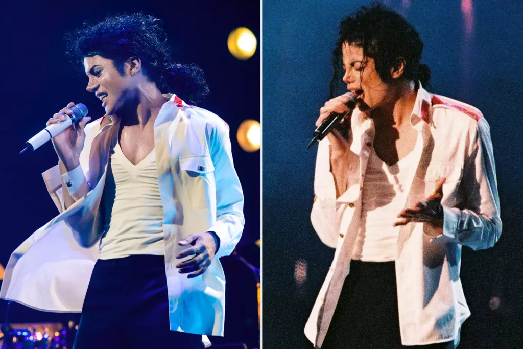 Jaafar Jackson as Michael Jackson in 'Michael' Michael Jackson performing at Wembley Stadium.