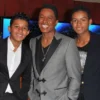 Jermaine Jackson and his sons Jermajesty Jackson and Jaafar Jackson attend the US launch of 'Planet Ocean' on April 18, 2013 in West Hollywood, California.