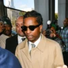 Rakim Mayers, better known as A$AP Rocky, arrives at the Clara Shortridge Foltz Criminal Justice Center