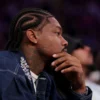 Stefon Diggs attends the game between the New York Knicks and the Boston Celtics