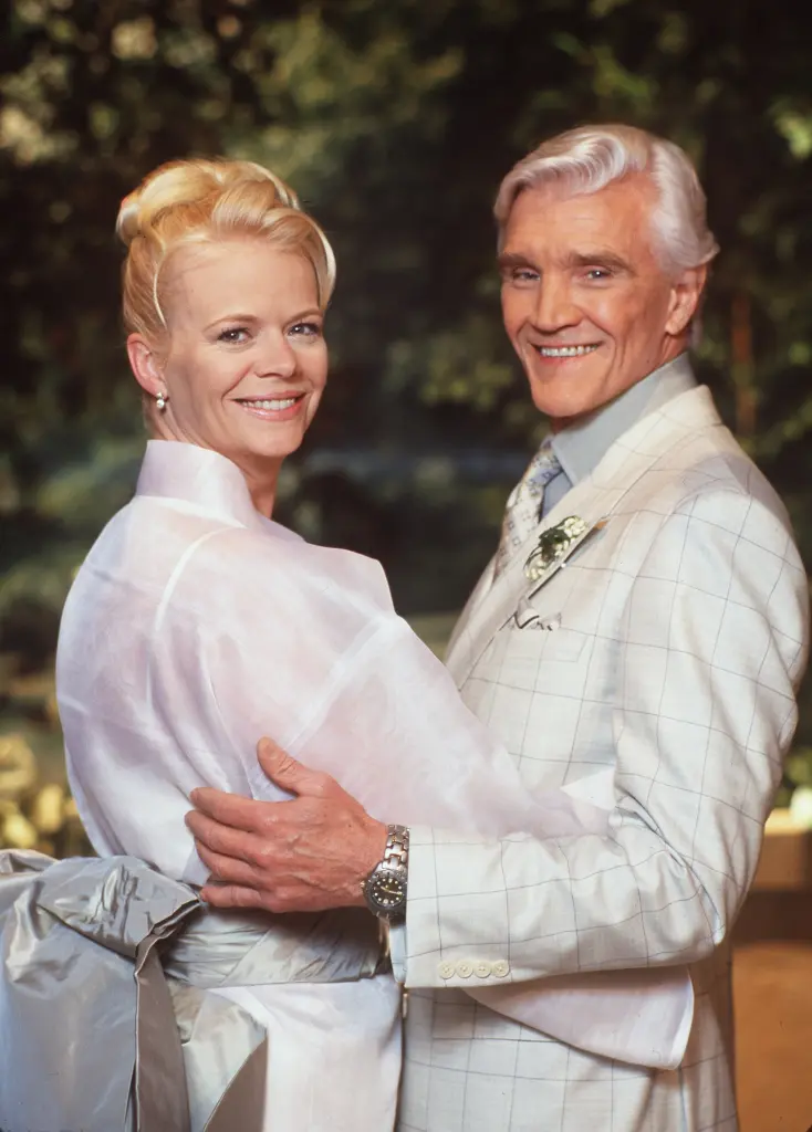 Walker is also known for playing Liza Colby in All My Children. She’s pictured here in 1999 with her late co star David Canary.