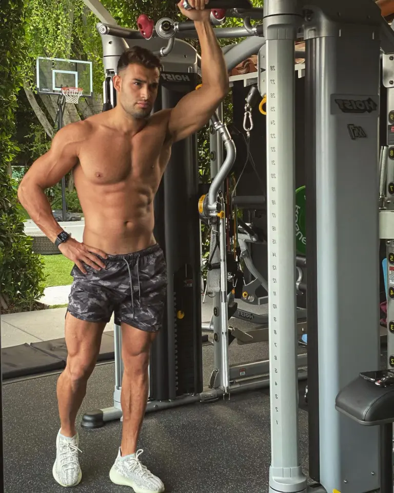 Asghari is not shy about showing off his chiseled bod on Instagram.