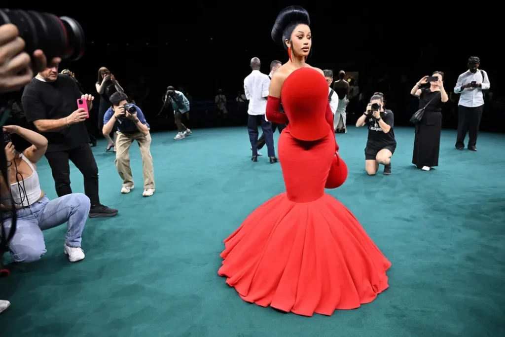 Cardi B Stuns in Bold Red Look at Paris Fashion Week 6 Cardi B Red Dress