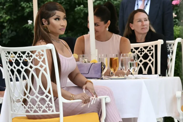Nicki Minaj attends a Rose Garden Club event with President Donald Trump at the White House on July 6, 2026.