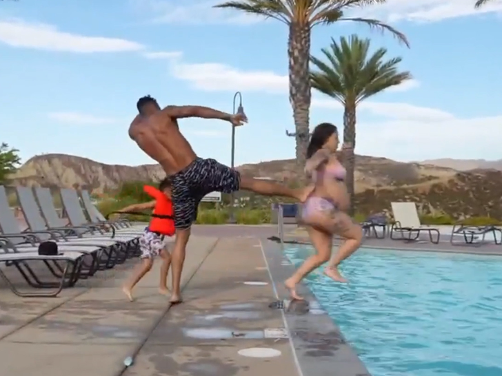 Police Called to Blueface’s Home After Pool Incident, No Arrest 6 Cops Called After Blueface Kicks Pregnant Girlfriend into Pool, No Arrest Made