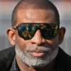Deion Sanders looks on before the game between the Buffalo Bills and the Cleveland Browns at Huntington Bank Field on December 21, 2025 in Cleveland, Ohio.