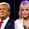 President Donald Trump at a rally in Reading, Pa., on Oct. 9, 2024 Dolly Parton in Nashville on Jan. 28, 2025.