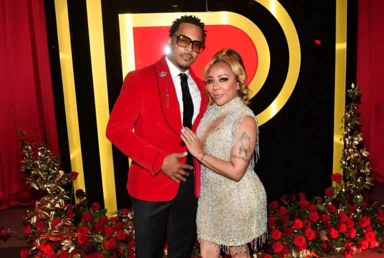 Rapper T.I. and Tameka Tiny Harris attend Black Tie Affair For Quality Control’s CEO Pierre Pee Thomas on June 02, 2021 at Fox Theater in Atlanta, Georgia.