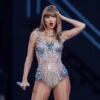 Taylor Swift performs on stage as part of her Eras Tour in Lisbon on May 24, 2024.